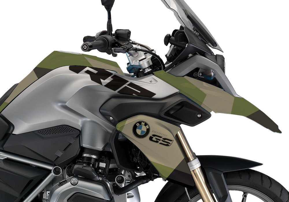 BMW R1200GS LC Alpine White M90 Green Camo Stickers Kit - Image 2