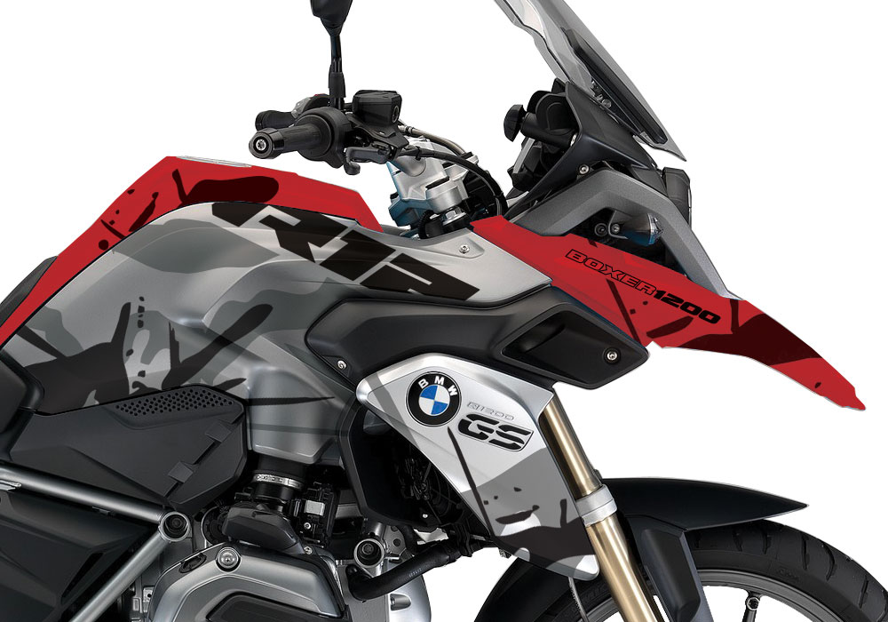 BMW R1200GS LC Red Safari Stickers Kit Red & Grey - Image 2