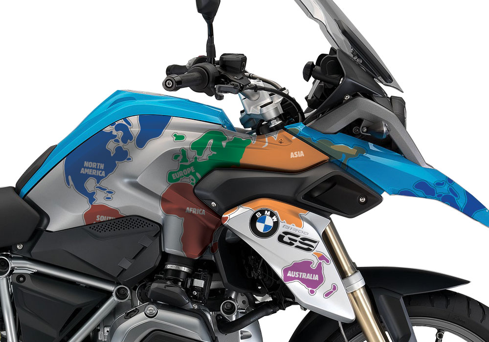 BMW R1200GS LC Fire Blue The Globe Stickers Kit - Image 2