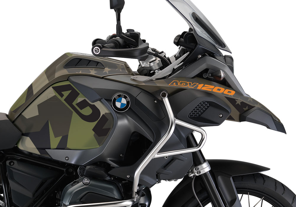 BMW R1200GS LC Adventure Olive Matte Military Camo Flag Stickers Kit - Image 2