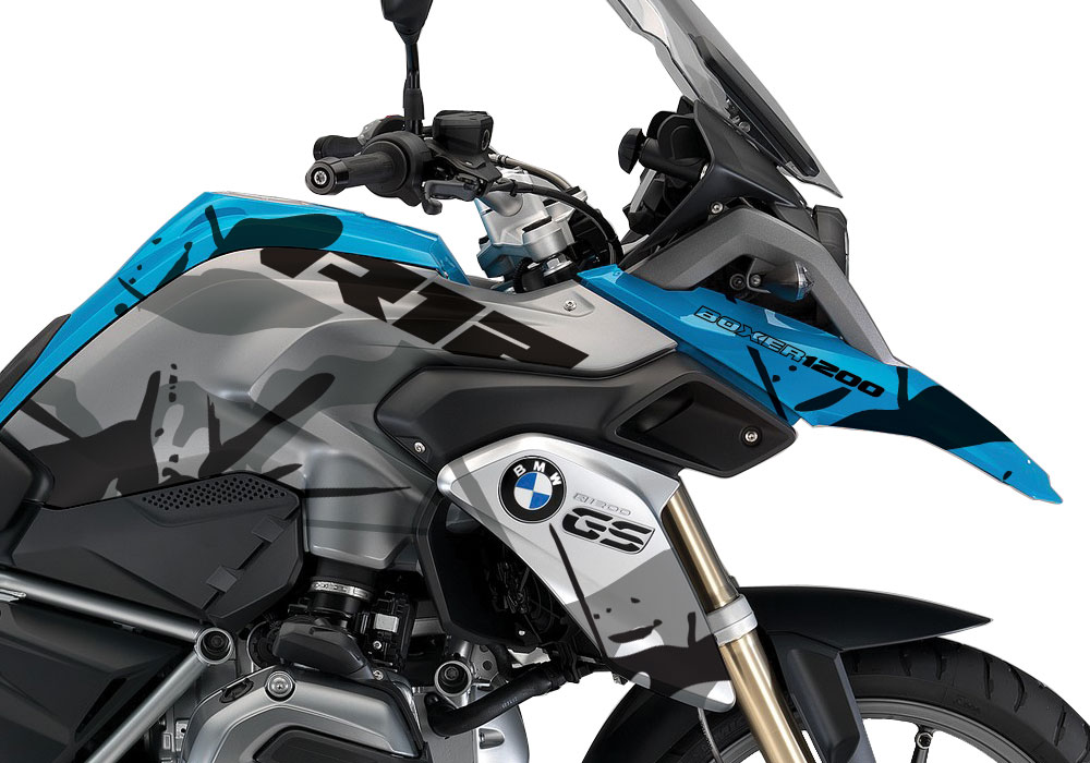 BMW R1200GS LC Blue Safari Stickers Kit Black Grey - Image 2