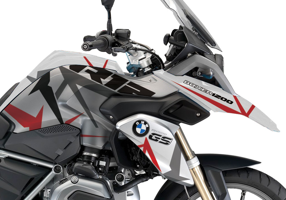 BMW R1200GS LC White Spike Red Black Grey Stickers Kit - Image 2