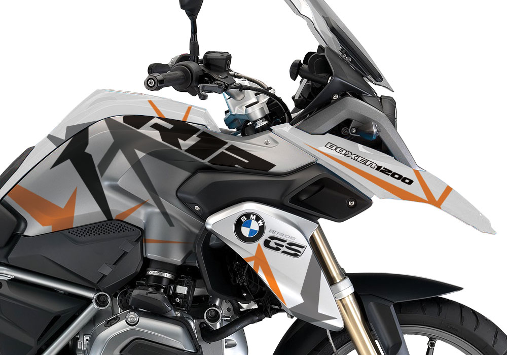 BMW R1200GS LC White Spike Orange Black Grey Stickers Kit - Image 2