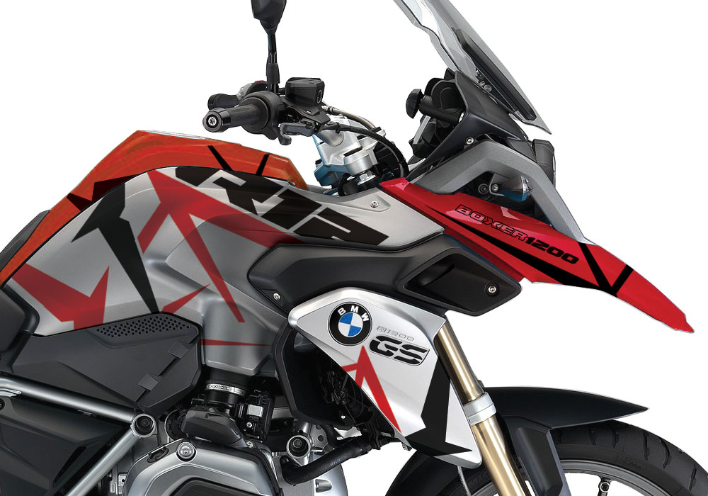 BMW R1200GS LC Red Spike Black Red Stickers Kit - Image 2