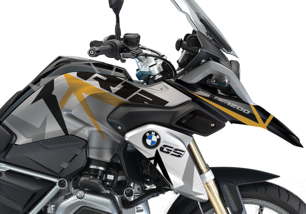 BMW R1200GS LC Thunder Grey Metallic Spike Black & Yellow Stickers Kit - Image 2