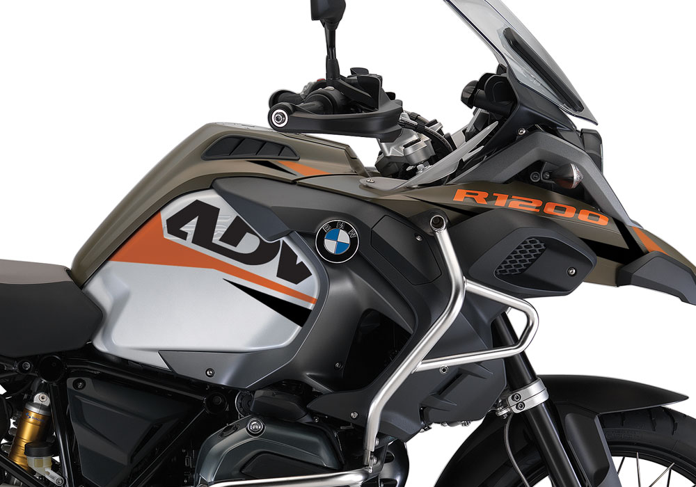 BMW R1200GS LC Adventure Olive Matte Alive Orange Black Stickers Kit - Image 2