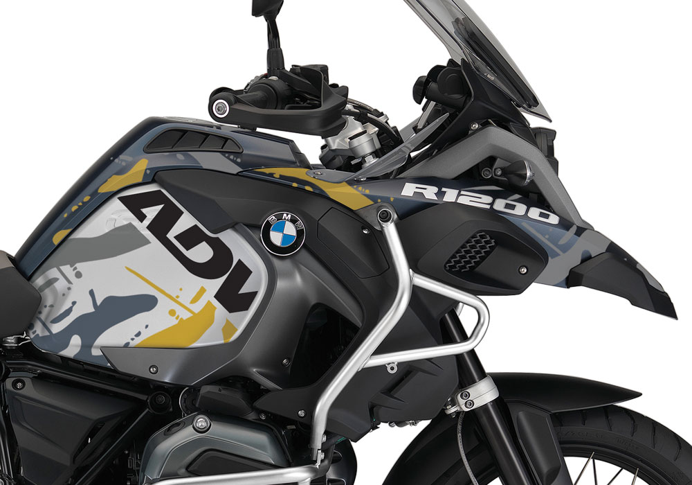 BMW R1200GS LC Adventure Ocean Blue Metallic Matte Safari Yellow Ocean blue Matte Stickers Kit - Image 2