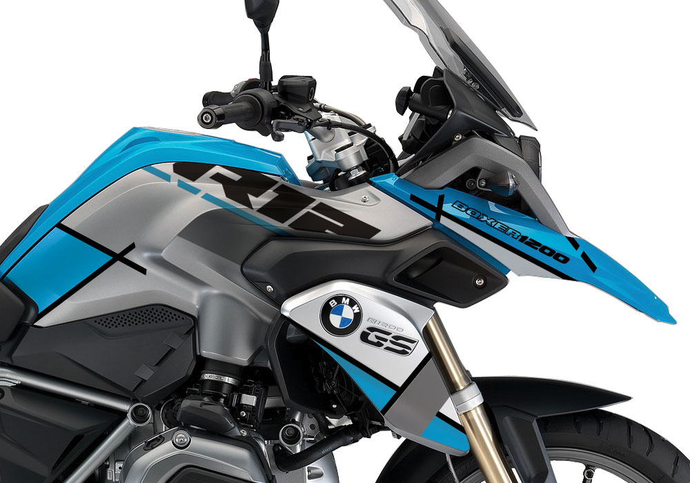 BMW R1200GS LC Fire Blue Vector Light Blue Stickers Kit - Image 2