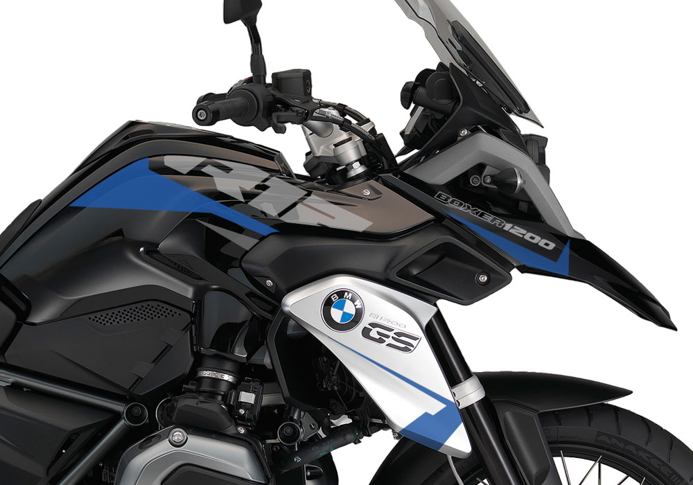 BMW R1200GS LC Triple Black Alive Blue Grey Stickers Kit - Image 2