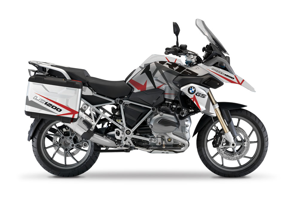 BMW Vario Side Panniers Spike Red & Grey Stickers Kit - Image 2