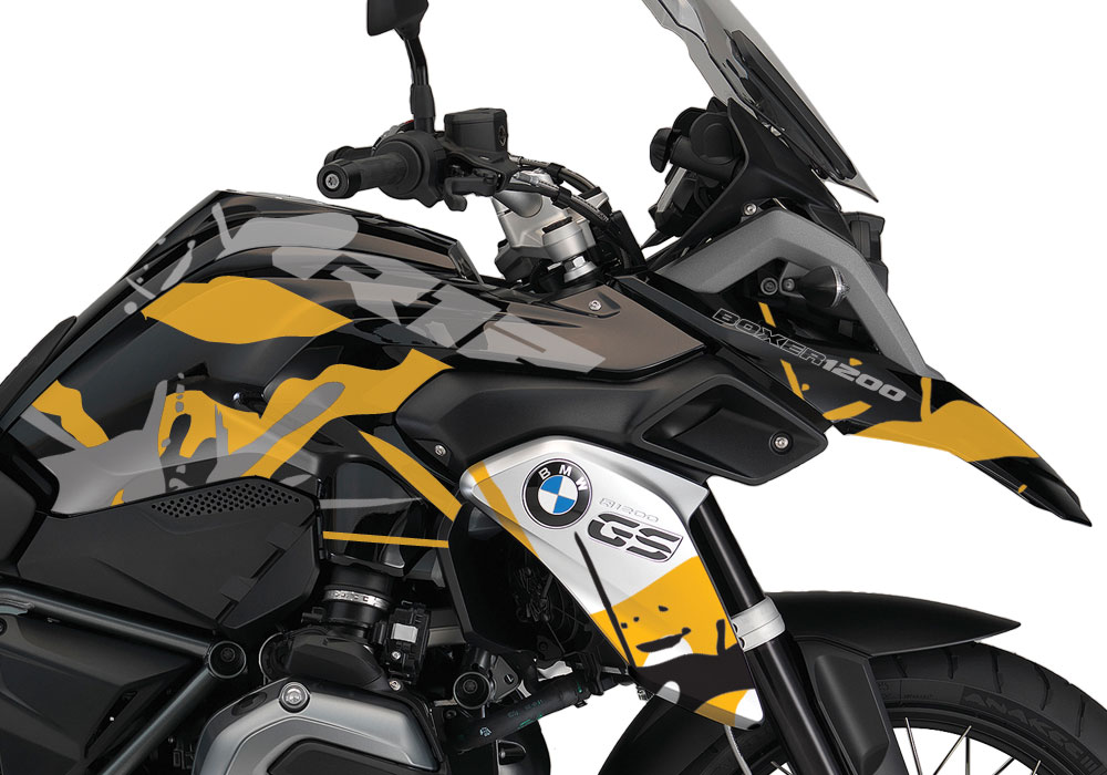 BMW R1200GS LC Triple Black Safari Yellow Grey Stickers Kit - Image 2