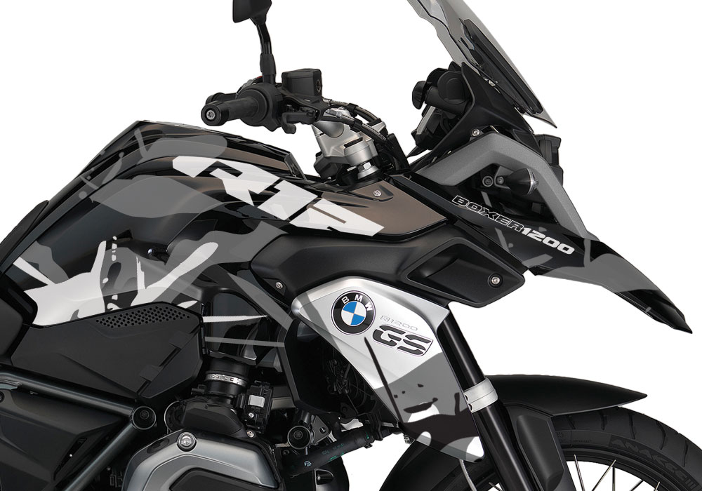 BMW R1200GS LC Triple Black Safari White Grey Stickers Kit - Image 2