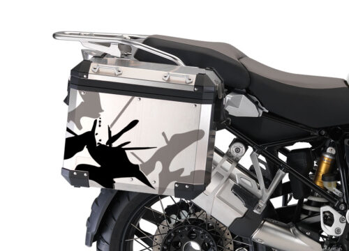 BMW Aluminum Side Panniers Safari Grey & Black Stickers Kit