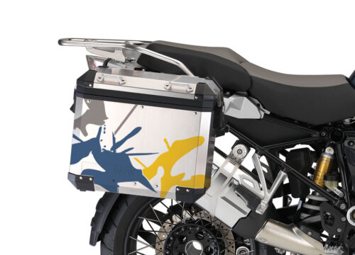 BMW Aluminum Side Panniers Safari Dark Blue & Yellow Stickers Kit