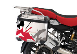 BMW Aluminum Side Panniers Safari Red & Grey Stickers Kit