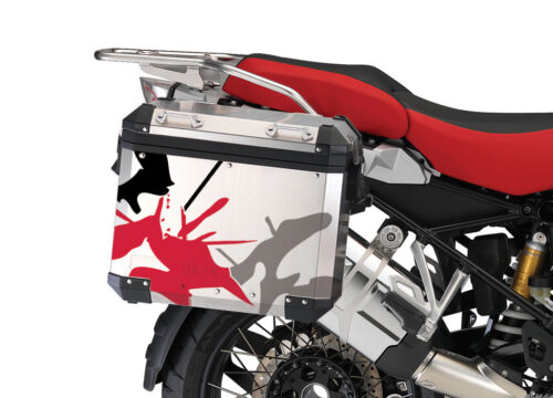 BMW Aluminum Side Panniers Safari Red & Grey Stickers Kit