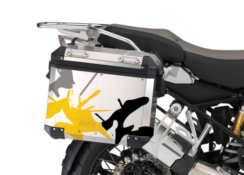 BMW Aluminum Side Panniers Safari Black & Yellow Stickers Kit