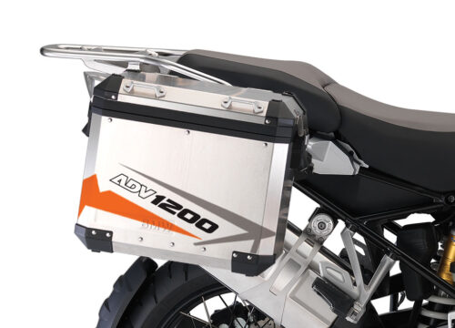 BMW Aluminum Side Panniers Spike Orange & Grey Stickers Kit