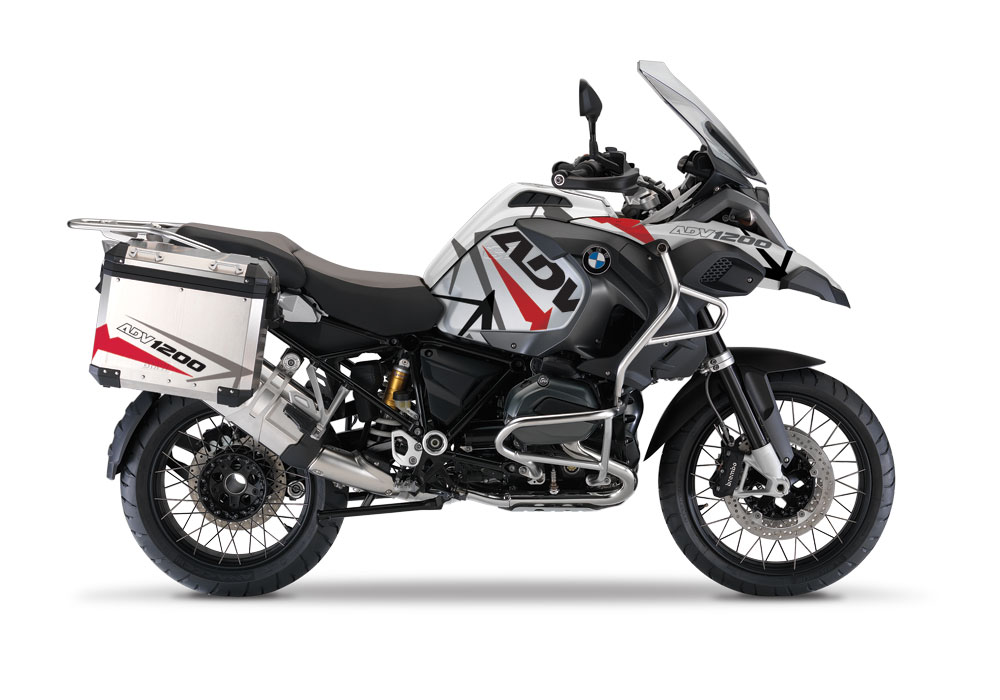 BMW Aluminum Side Panniers Spike Red & Grey Stickers Kit - Image 2