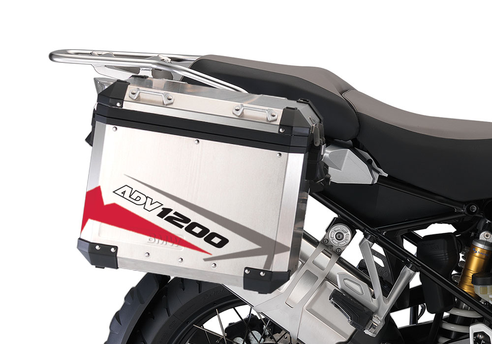 BMW Aluminum Side Panniers Spike Red & Grey Stickers Kit