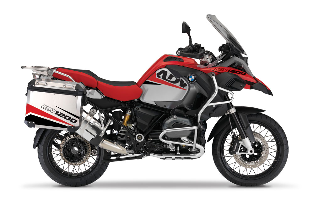 BMW Aluminum Side Panniers Vivo Red & Black Stickers Kit - Image 2