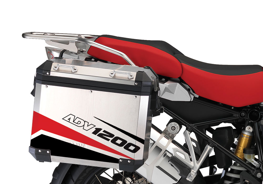 BMW Aluminum Side Panniers Vivo Red & Black Stickers Kit