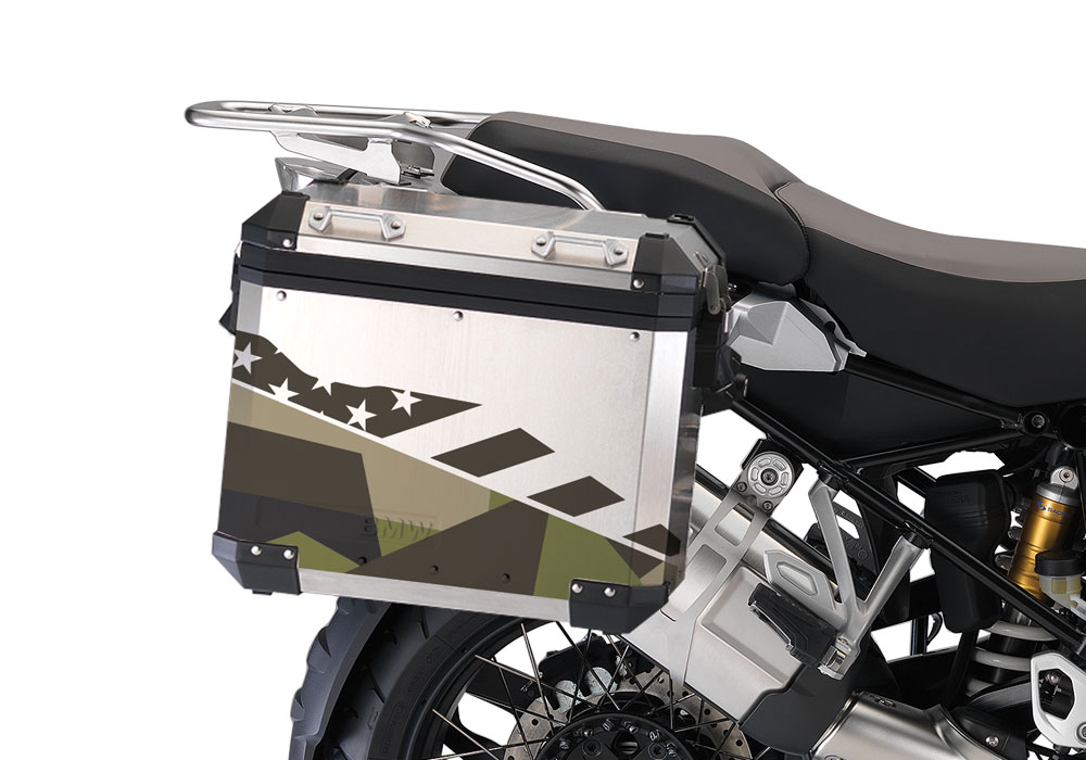 BMW Aluminum Side Panniers M90 Military Camo Stickers Kit