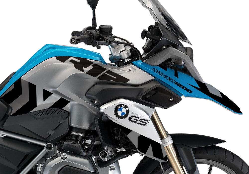BMW R1200GS LC Fire Blue Dazzle Black & Grey Design Stickers Kit - Image 2