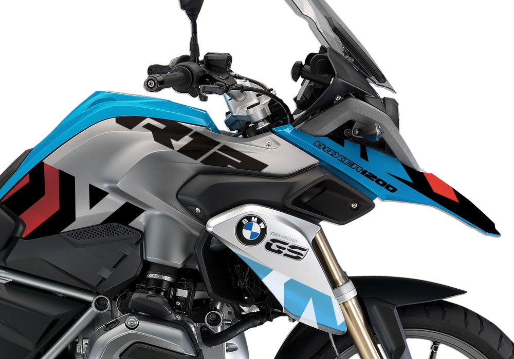 BMW R1200GS LC Fire Blue Dazzle Red & BLue Design Stickers Kit - Image 2