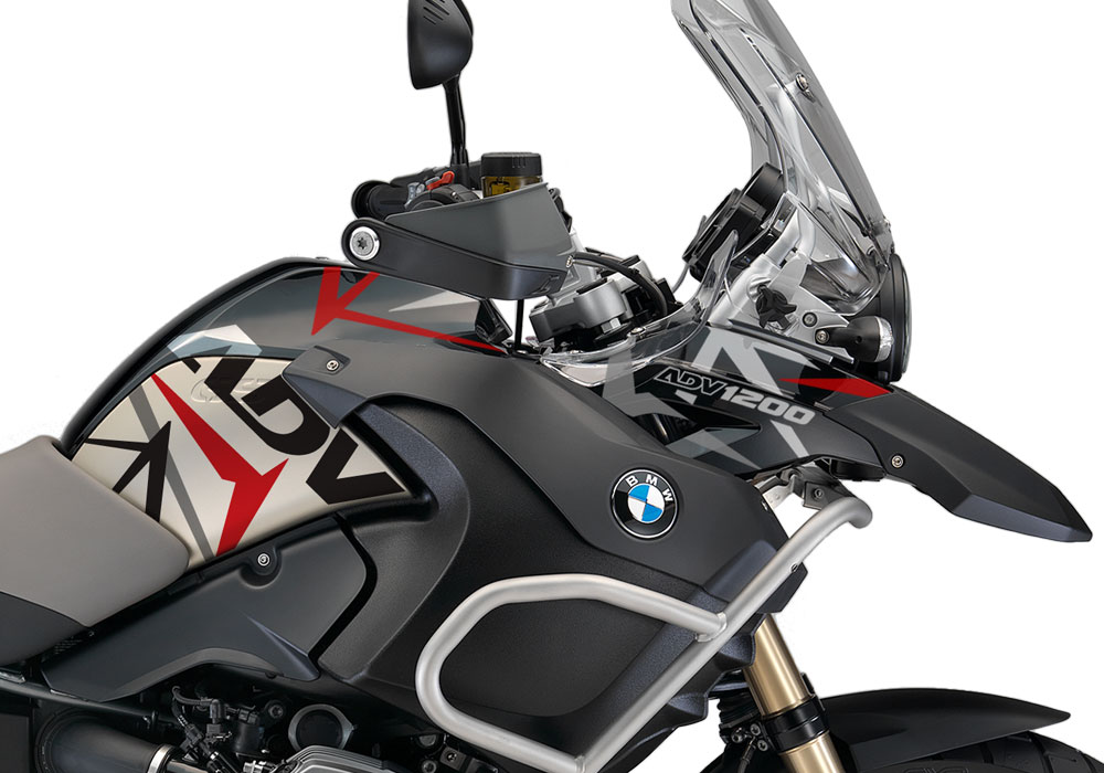BMW R1200GS Adventure 2012-2013 Midnight Black 90 Years Spike Red Stickers Kit - Image 2