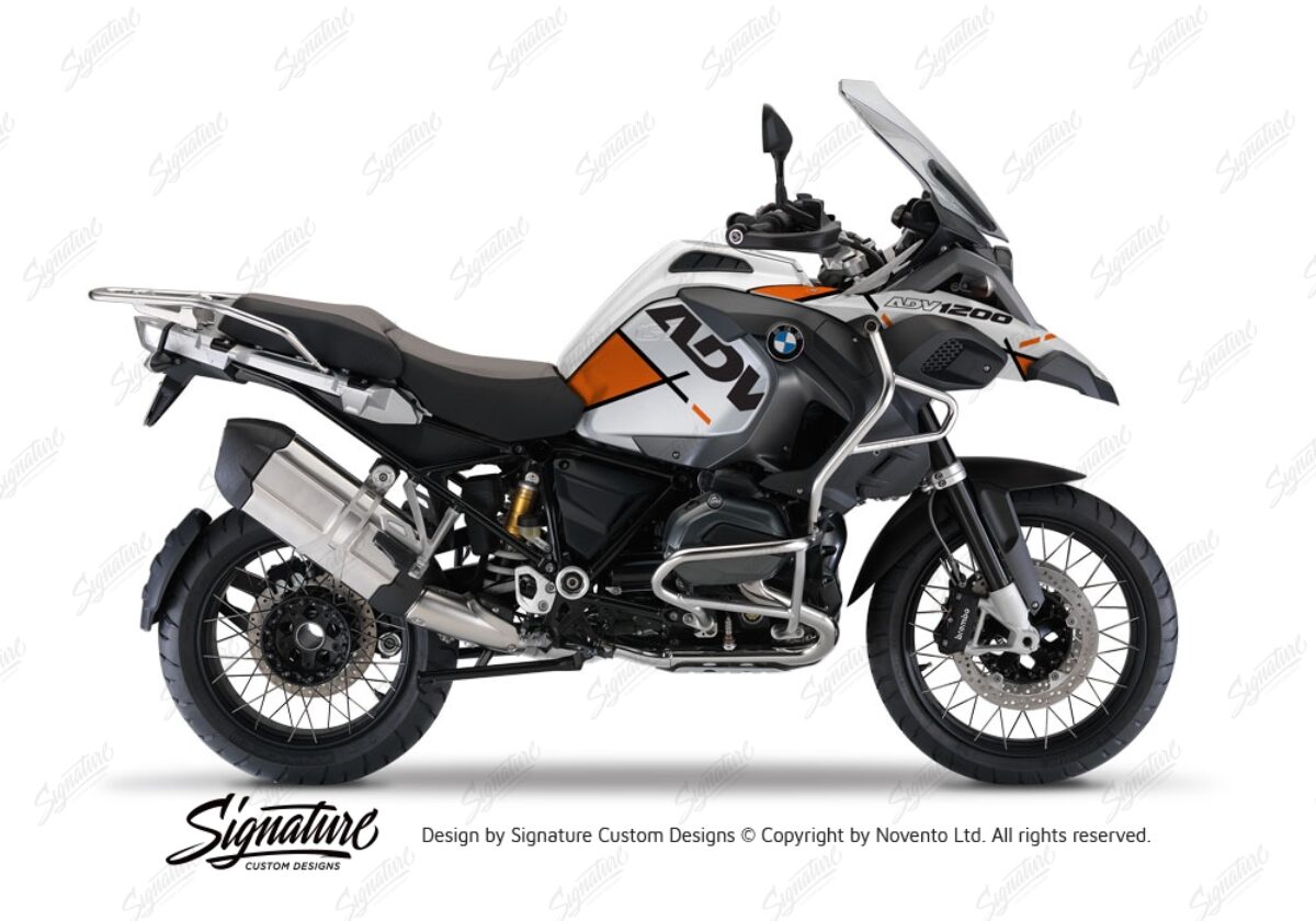 BMW R1200GS LC Adventure Alpine White Vector Orange Stickers Kit