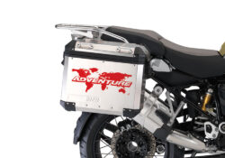 BMW Aluminum Side Panniers The Globe Red Matte Stickers