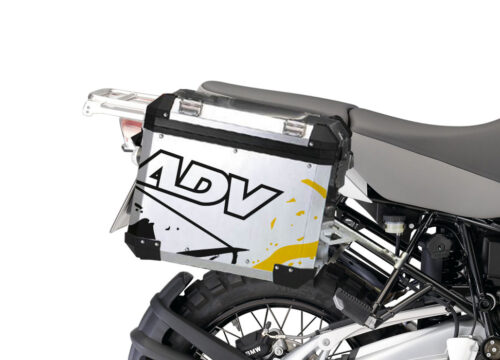 BMW Aluminum Side Panniers Safari Yellow & Black Stickers Kit