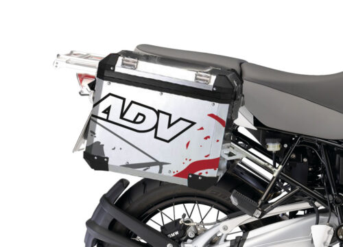 BMW Aluminum Side Panniers Safari Red & Black Stickers Kit