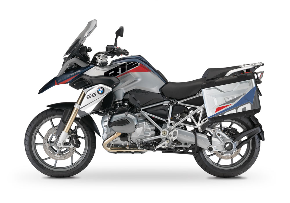 BMW Vario Side Panniers Alive Blue& Red Stickers Kit - Image 2