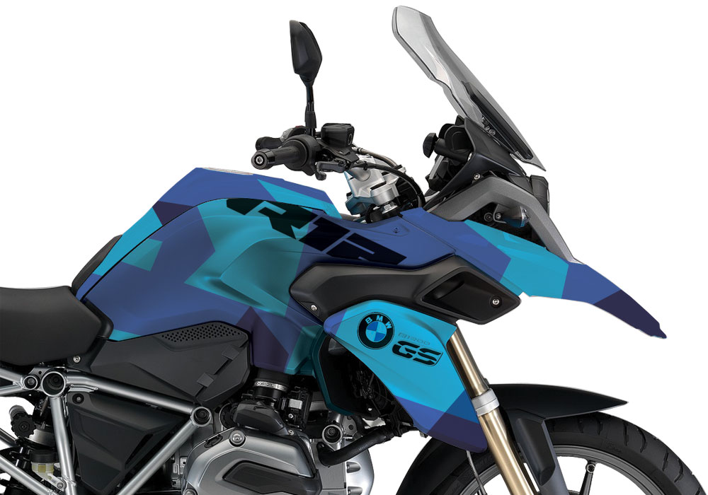 BMW R1200GS LC M90 Blue Camo Stickers Kit - Image 2