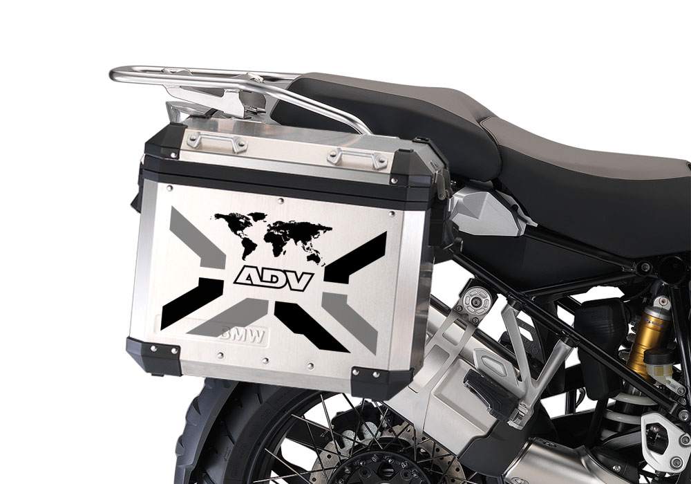 BMW Aluminum Side Panniers The Globe X-Type Black & Grey Stickers Kit
