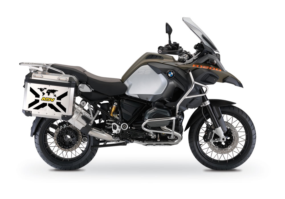 BMW Aluminum Side Panniers The Globe X-Type Black & Yellow Stickers Kit - Image 2