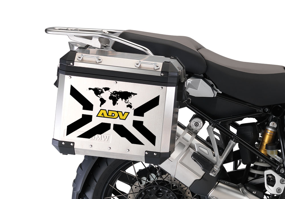 BMW Aluminum Side Panniers The Globe X-Type Black & Yellow Stickers Kit