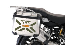 BMW Aluminum Side Panniers The Globe X-Type Military Green & Orange Stickers Kit
