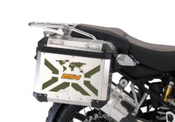 BMW Aluminum Side Panniers The Globe X-Type Military Green & Orange Stickers Kit