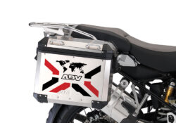 BMW Aluminum Side Panniers The Globe X-Type Black & Red Stickers Kit