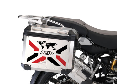 BMW Aluminum Side Panniers The Globe X-Type Black & Red Stickers Kit