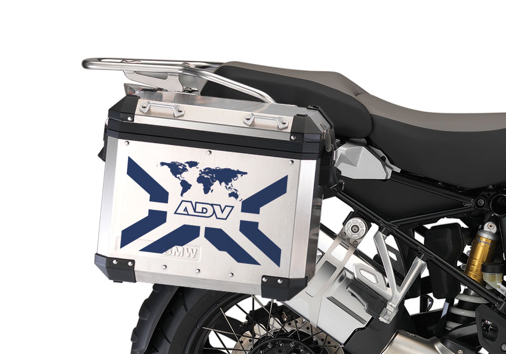 BMW Aluminum Side Panniers The Globe X-Type Dark Blue Stickers Kit