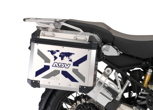 BMW Aluminum Side Panniers The Globe X-Type Dark Blue & Grey Stickers Kit