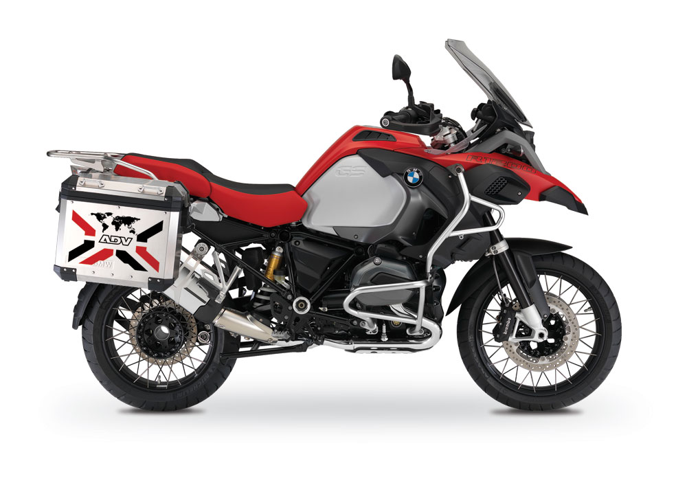 BMW Aluminum Side Panniers The Globe X-Type Red & Black Stickers Kit - Image 2