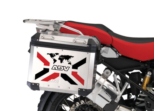 BMW Aluminum Side Panniers The Globe X-Type Red & Black Stickers Kit