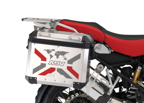BMW Aluminum Side Panniers The Globe X-Type Red & Grey Stickers Kit
