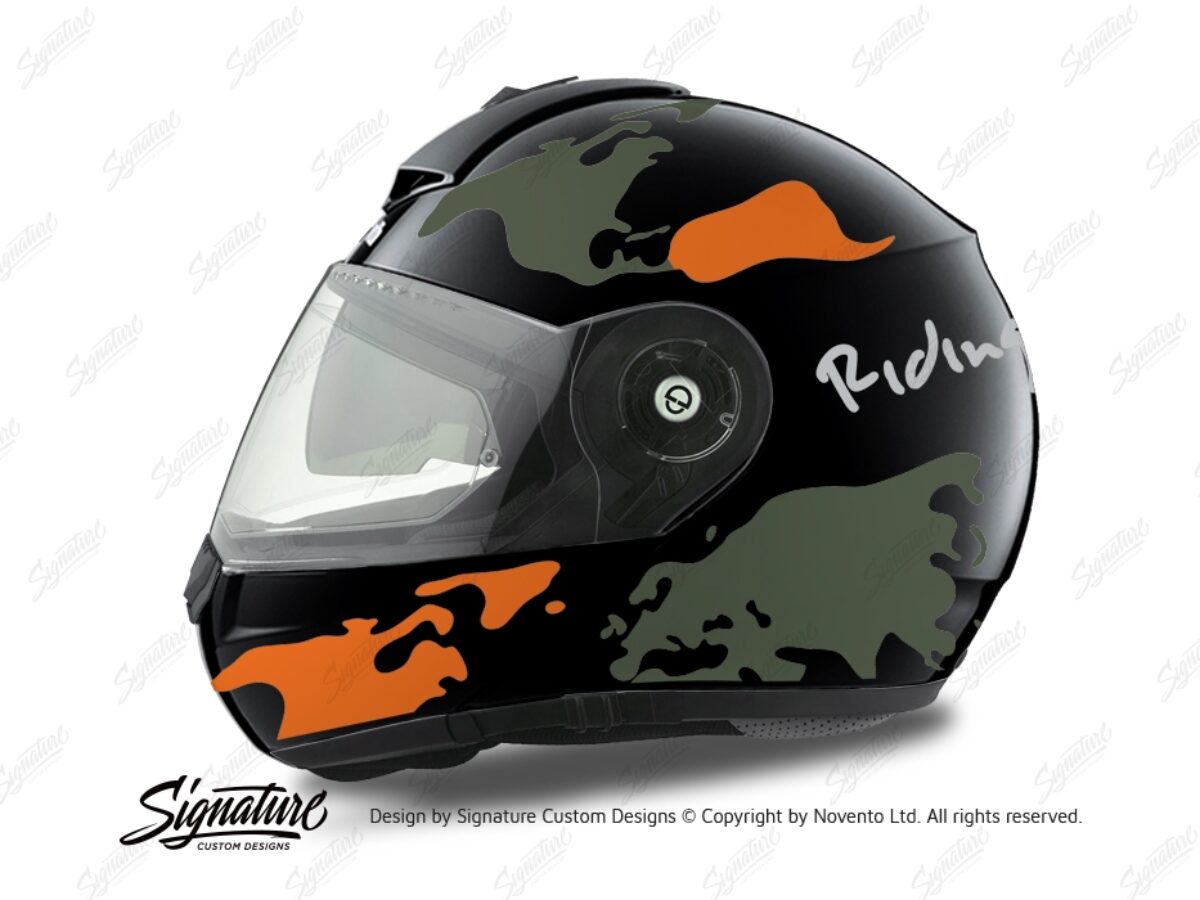 Schuberth C3 Pro Helmet (Black) The World Green & Orange