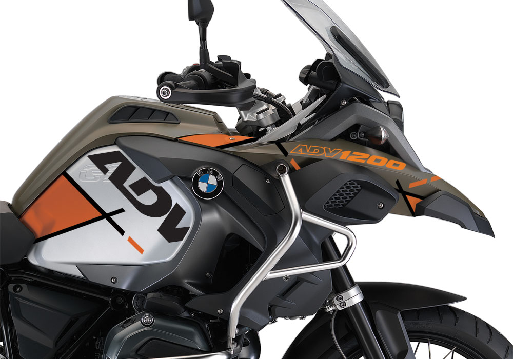 BMW R1200GS LC Adventure Olive Matte Vector Orange Stickers Kit - Image 2